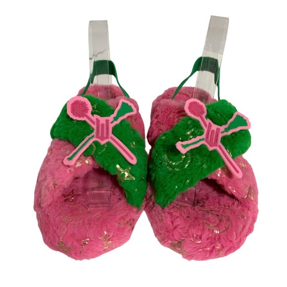 Universal Wicked Womens Size 5 6 Green Pink Sparkle Defy Gravity Fuzzy Soft Slip - Picture 2 of 5